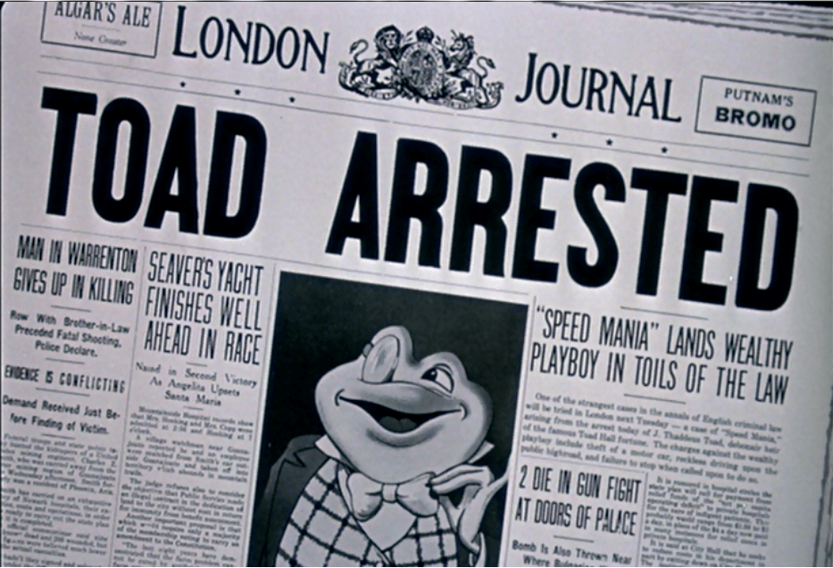 Newspaper headline declares: Toad Arrested!