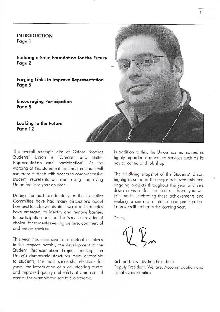 Introduction to Students' Union Handbook 2002